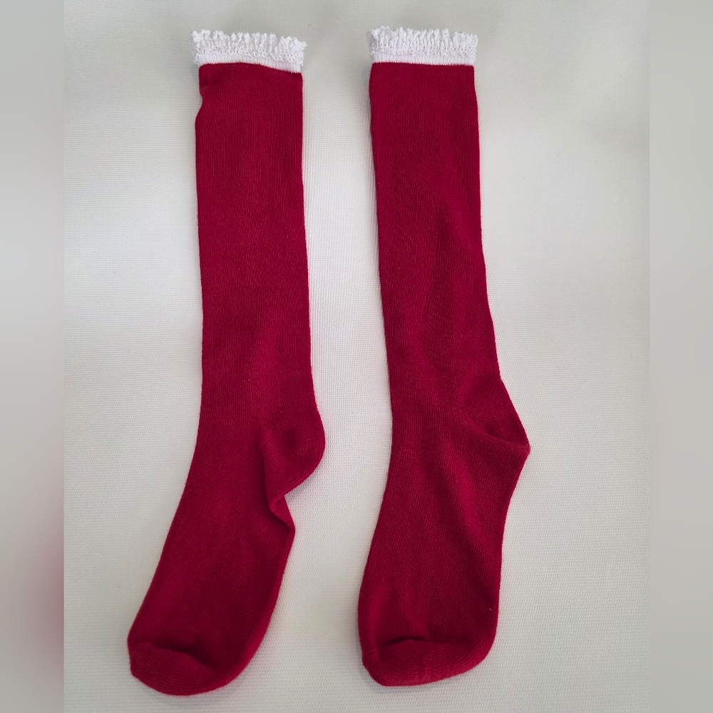 Little Stocking Co. Bright Red Knee-High Socks with White Trim for Kids